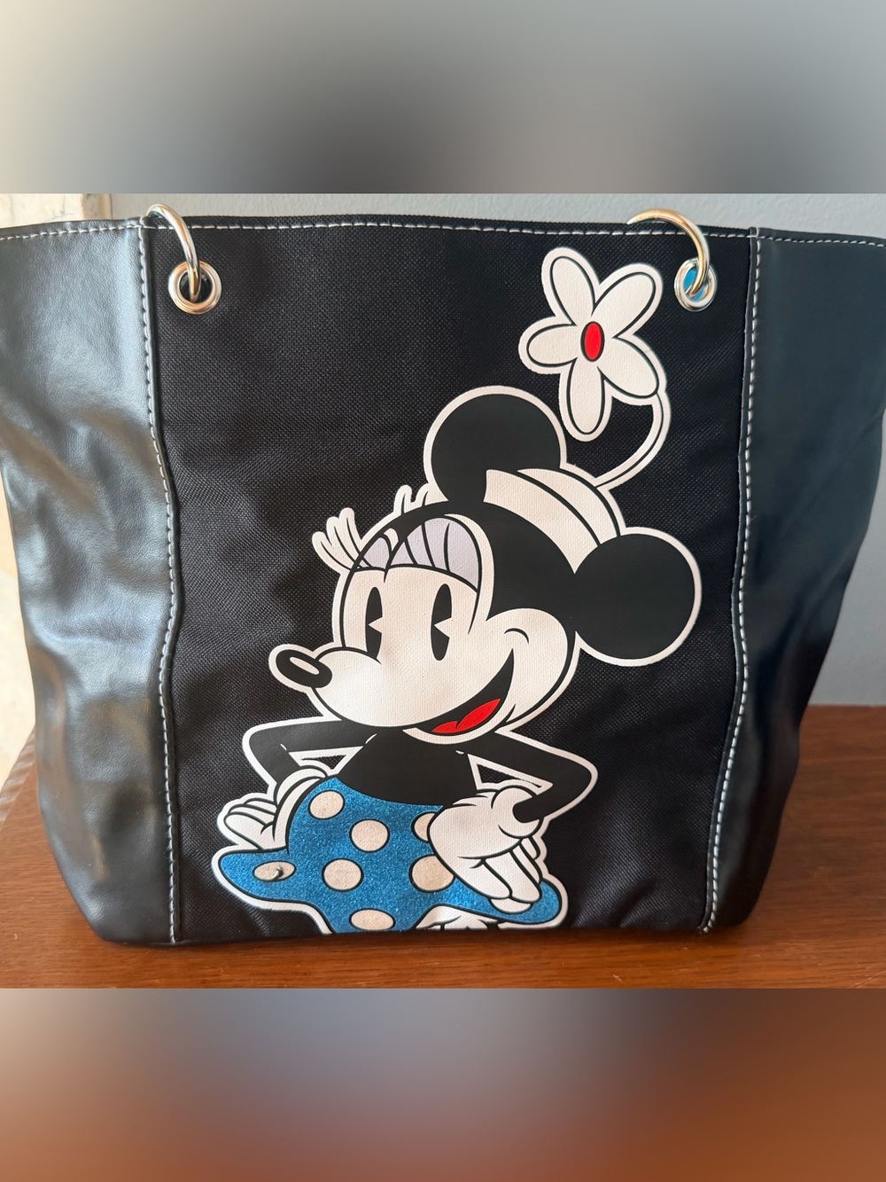 Black Minnie Mouse Graphic Tote Bag